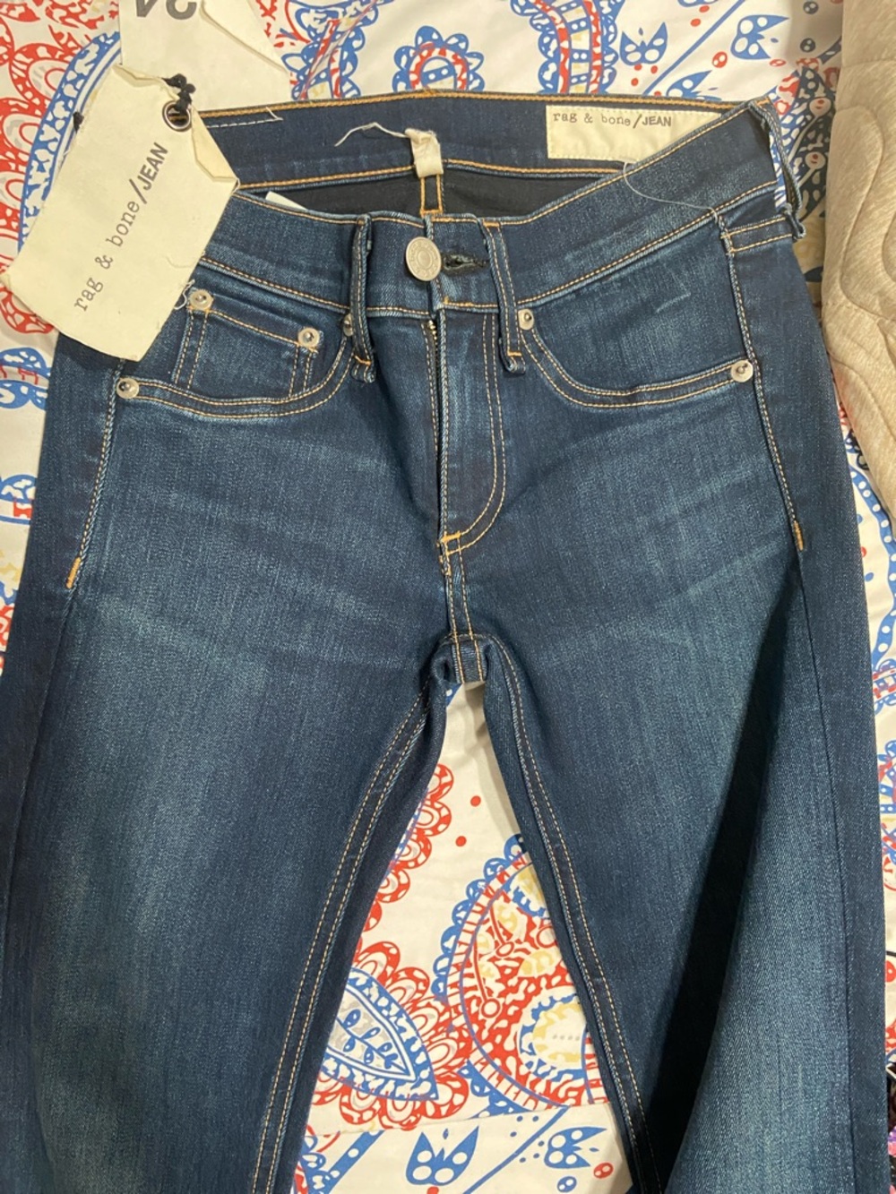 rag & bone Women's Skinny Jeans in Dark Blue Denim